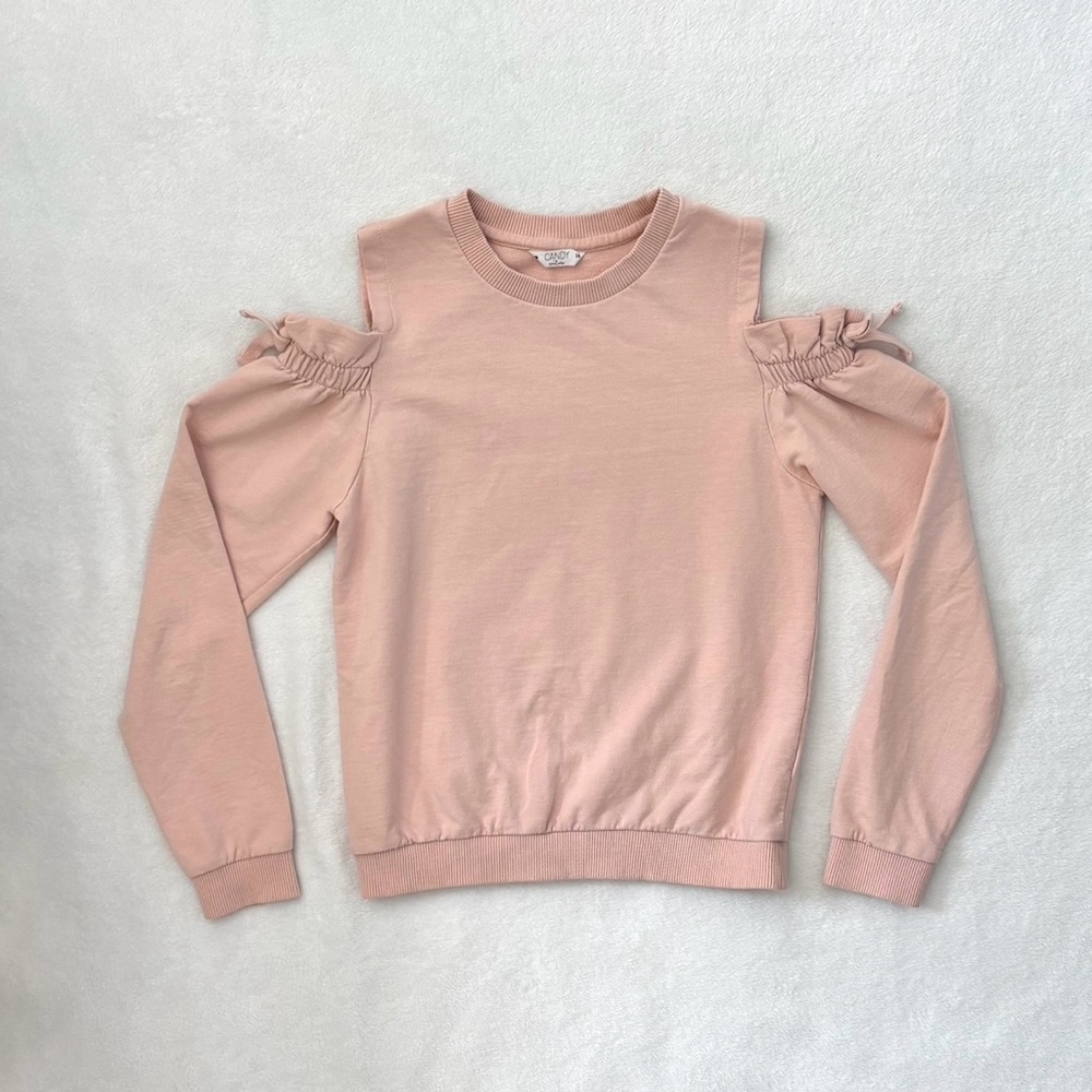 Candy Couture Coquette Pink Bow Cold Shoulder Longsleeve